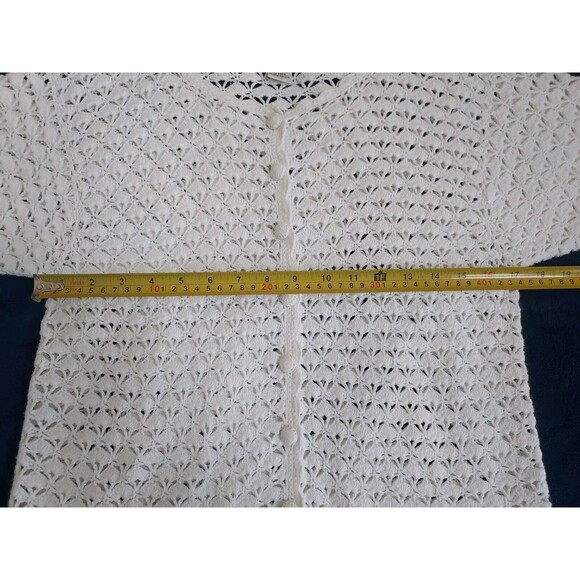 Vintage Ladies Jenny White Crochet SS Button Down Cotton/Ramie Top Size Medium - Picture 4 of 7